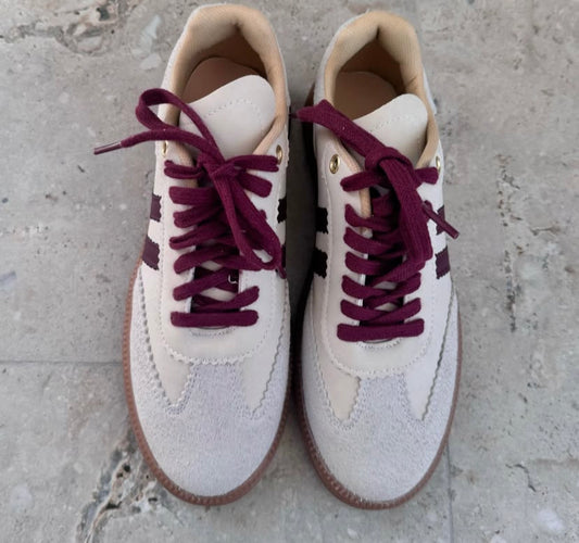 Beige and burgundy Sneakers for women