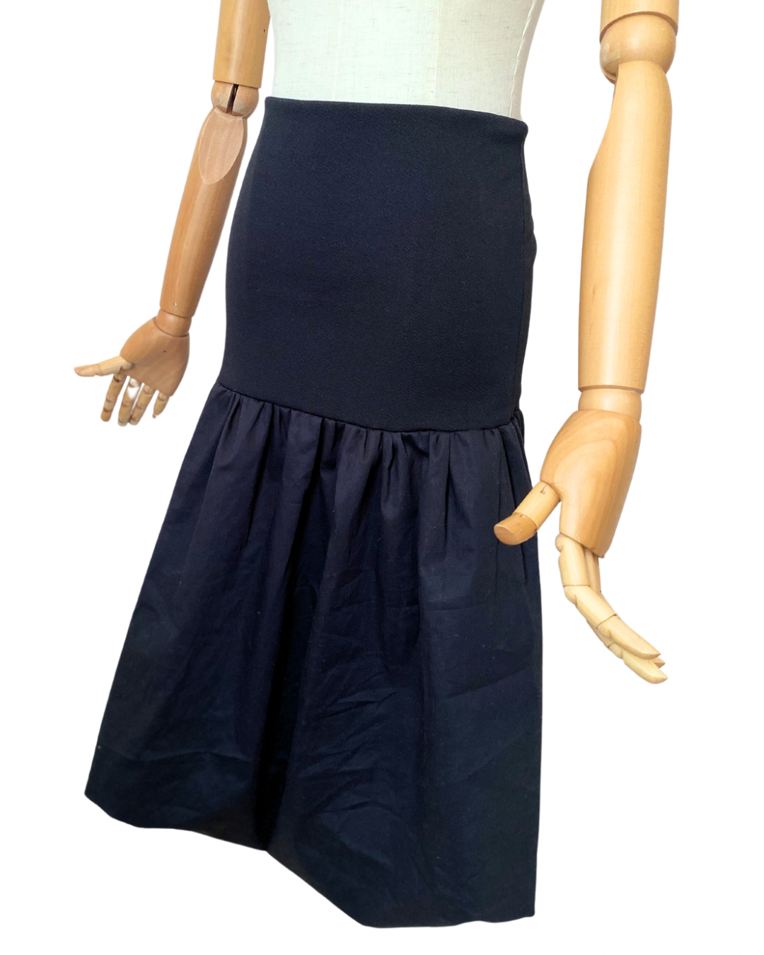 Balloon puff black midi skirt