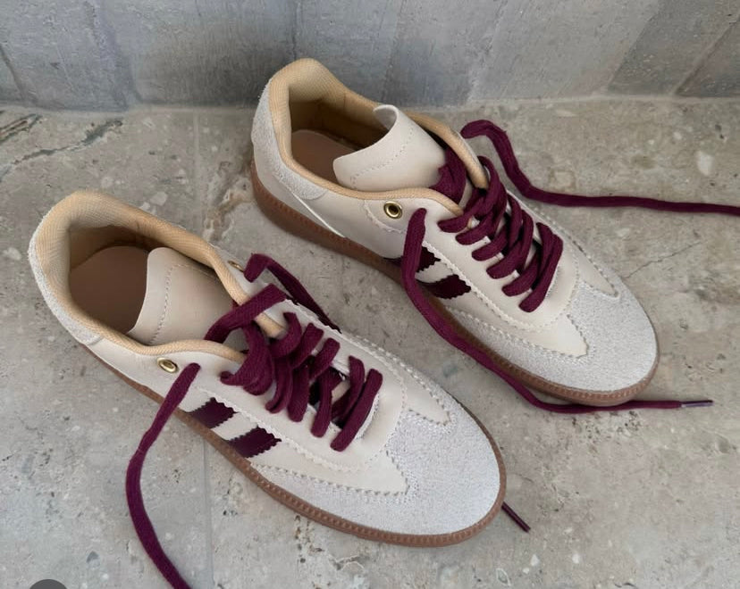 Beige and burgundy Sneakers for women