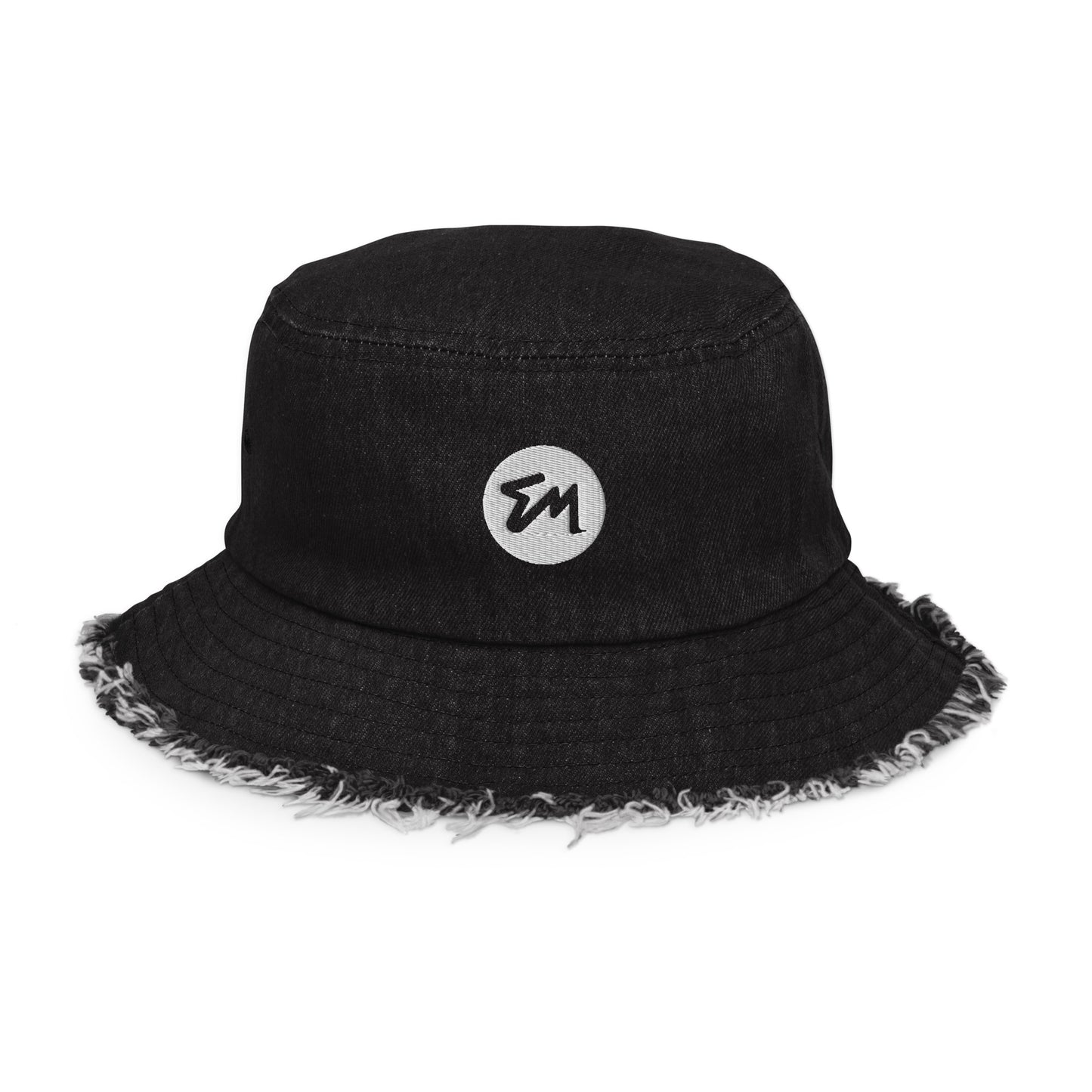 EM Signature Distressed denim bucket hat