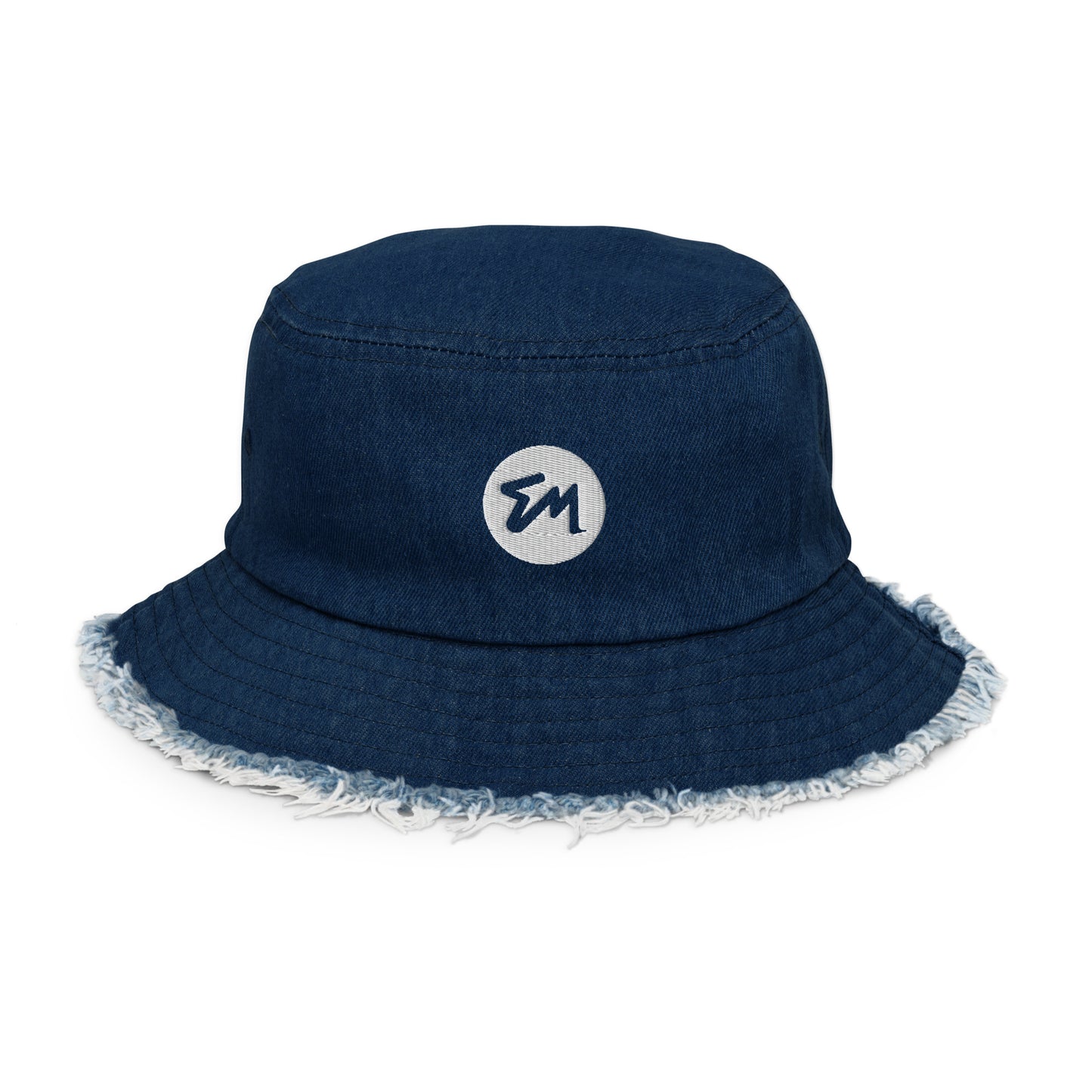 EM Signature Distressed denim bucket hat