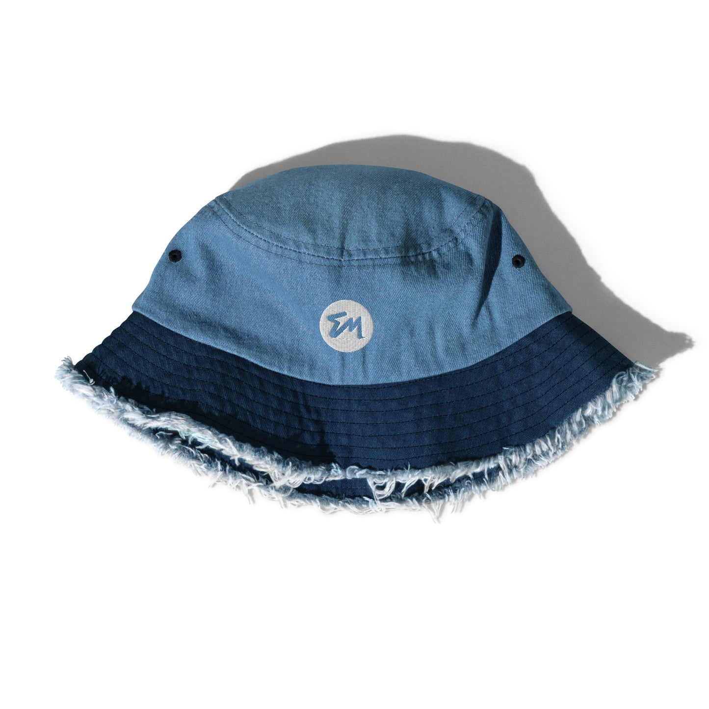 EM Signature Distressed denim bucket hat