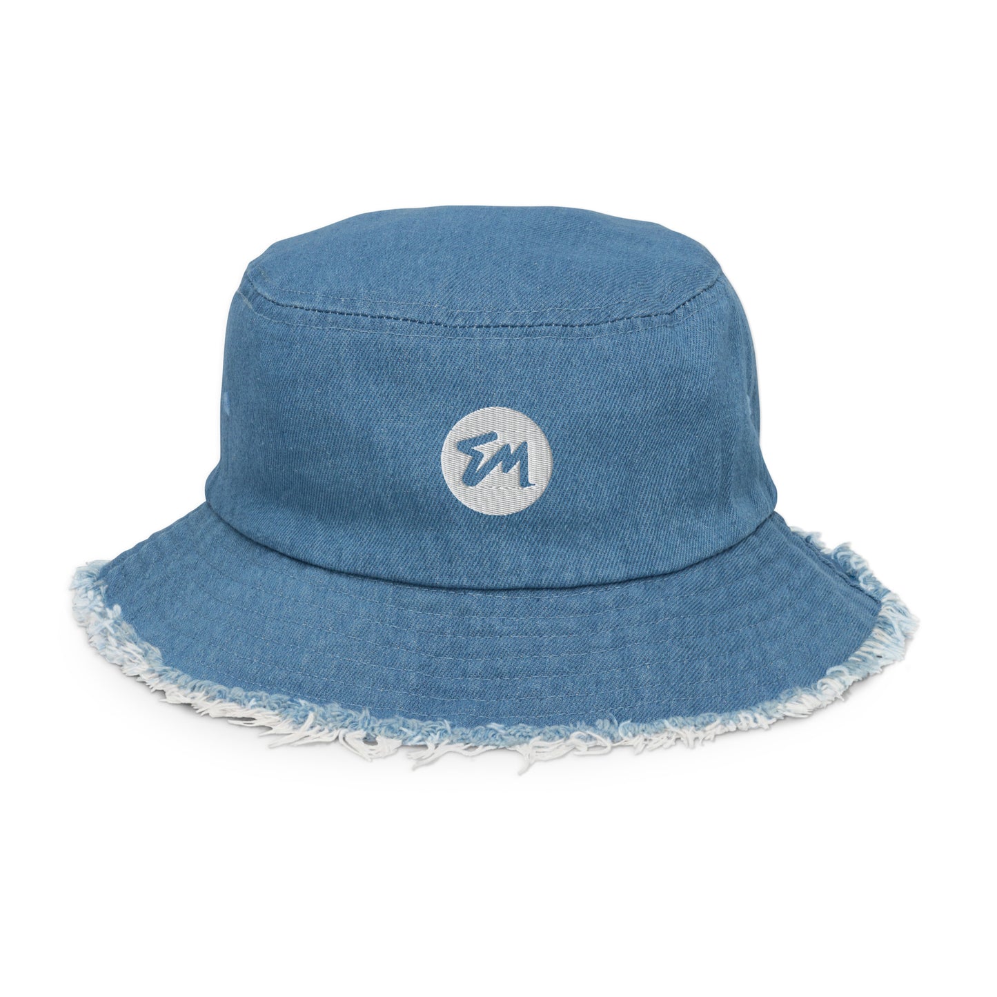 EM Signature Distressed denim bucket hat