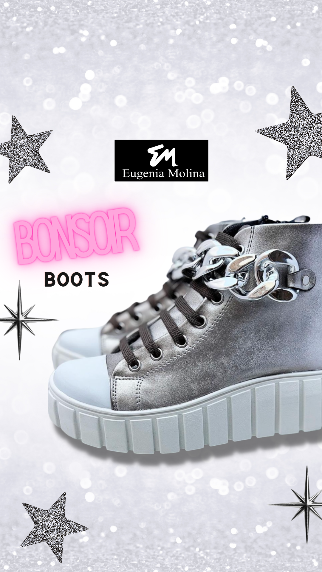 Silver Metal chain platform Sneakers for Women