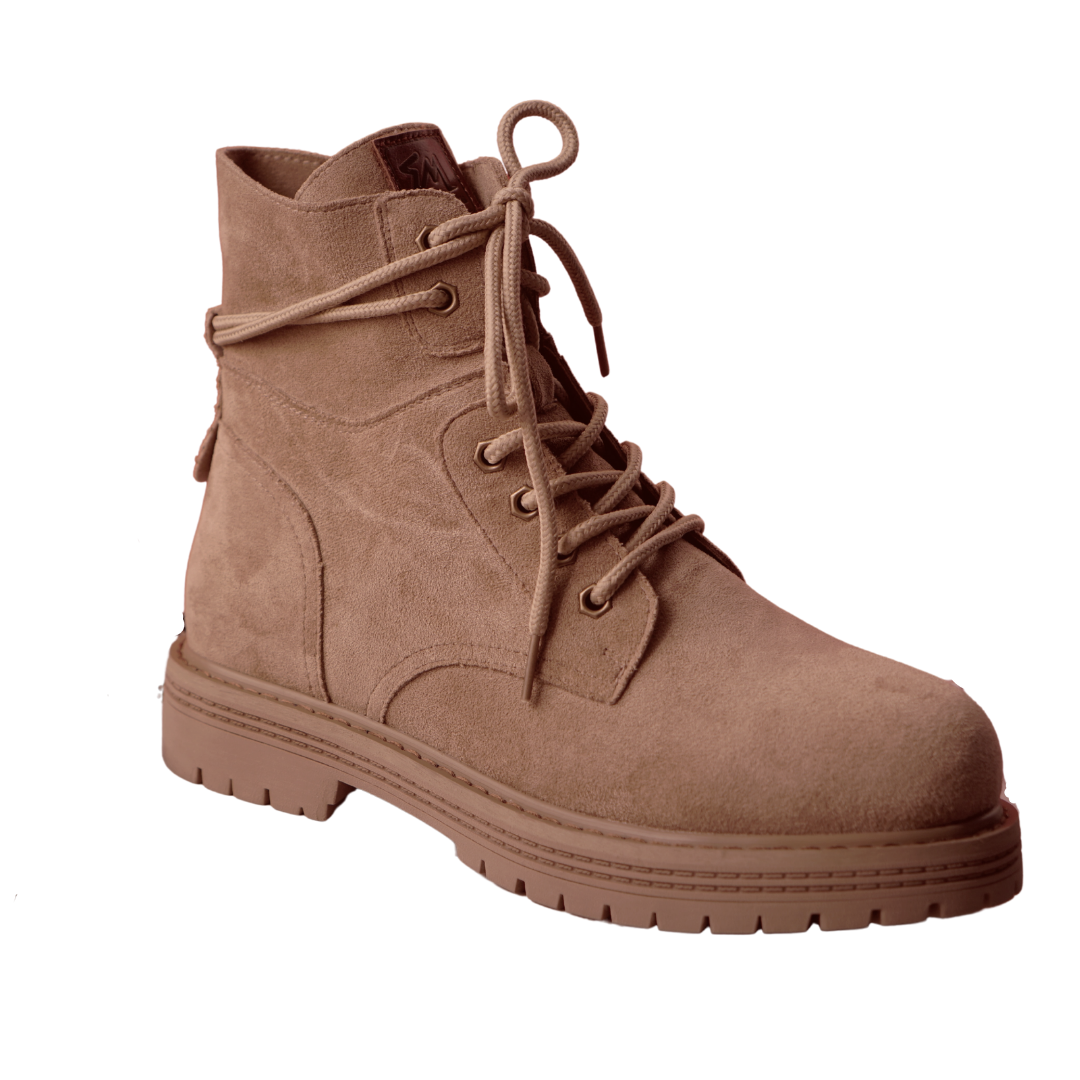 Women's Suede Beige Combat boots - Eugenia Molina