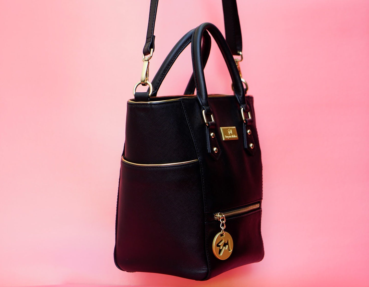 BOLSA CARTERA DE PIEL DE DISEÑADOR NEGRA EN CUERO SAFFIANO PARA MUJER