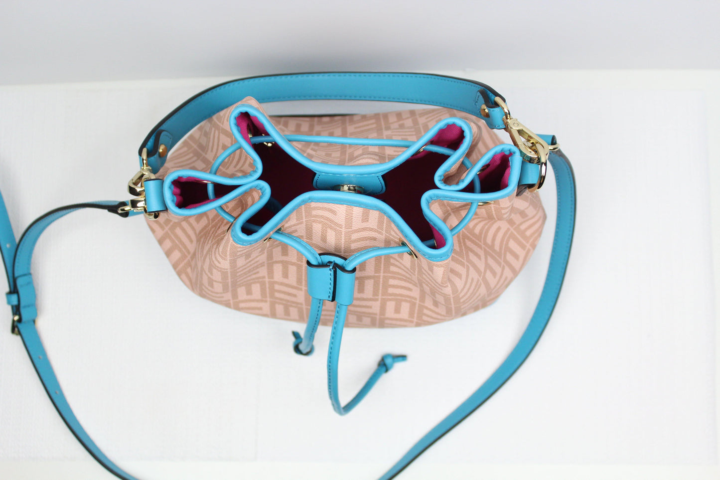 Teal Leather Bucket Bag - Eugenia Molina
