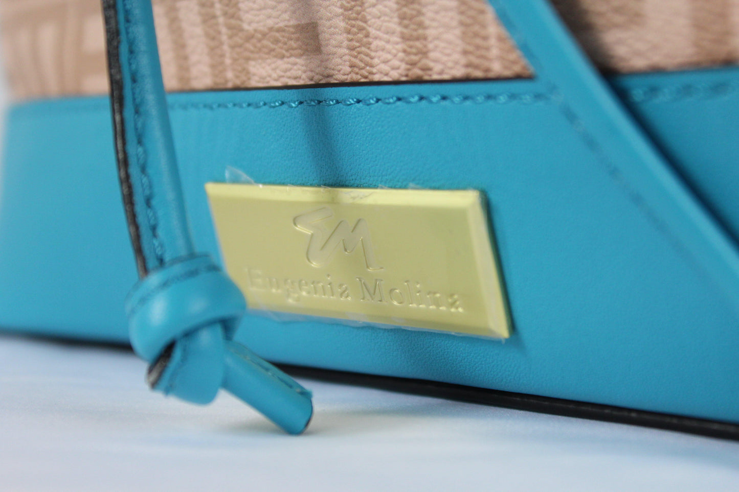 Designer Teal Leather Bucket Bag for Women