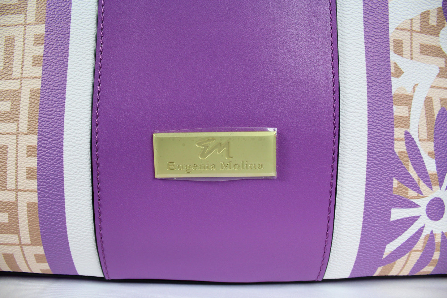 Purple Smooth Leather Tote Bag - Eugenia Molina