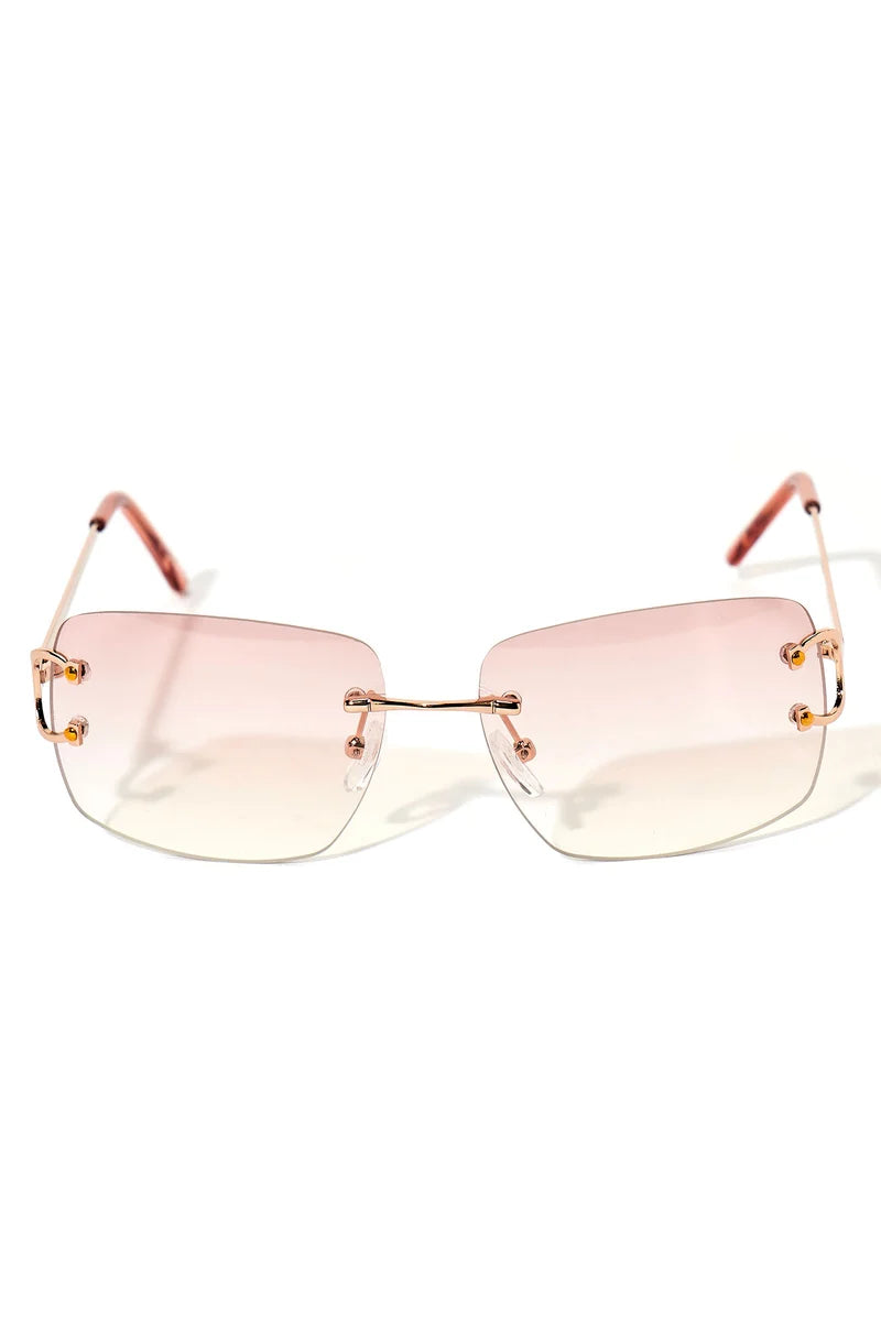 Gabrielle Pink Rimless Sunglasses