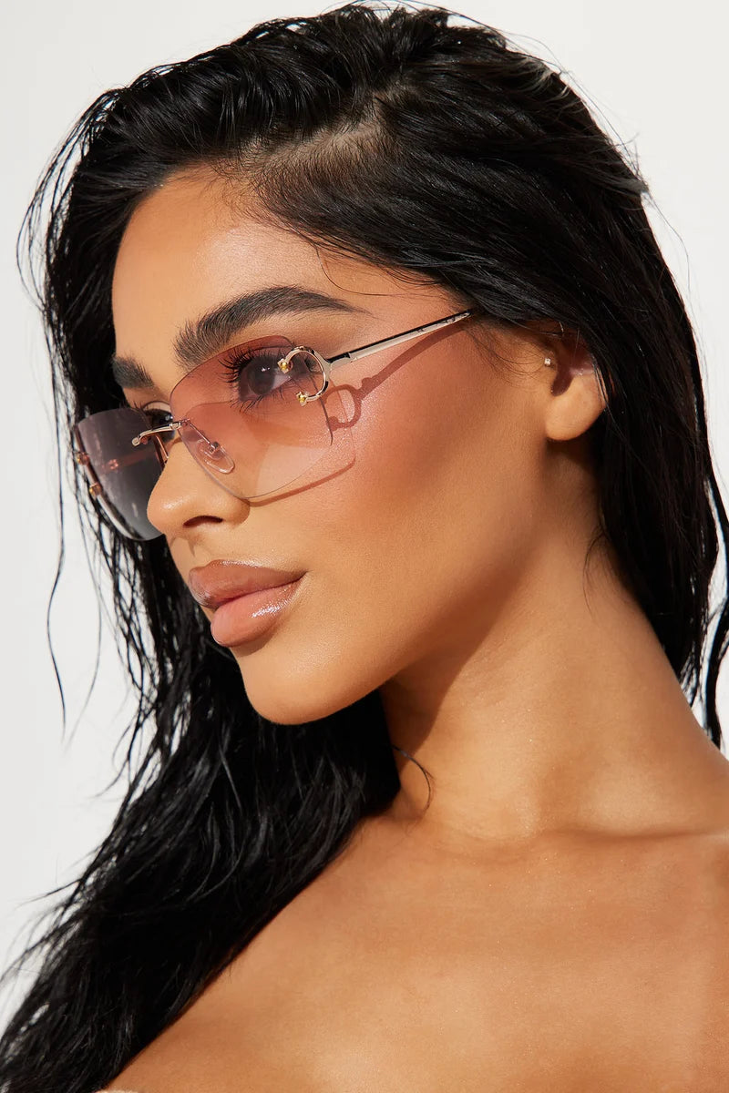 Gabrielle Pink Rimless Sunglasses