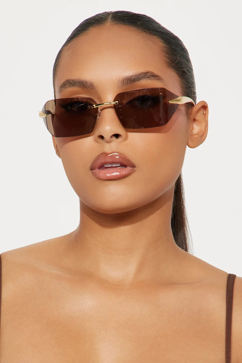 Jacquie Rimless Brown Sunglasses