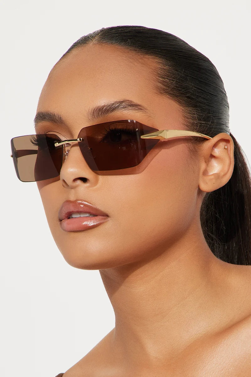 Jacquie Rimless Brown Sunglasses