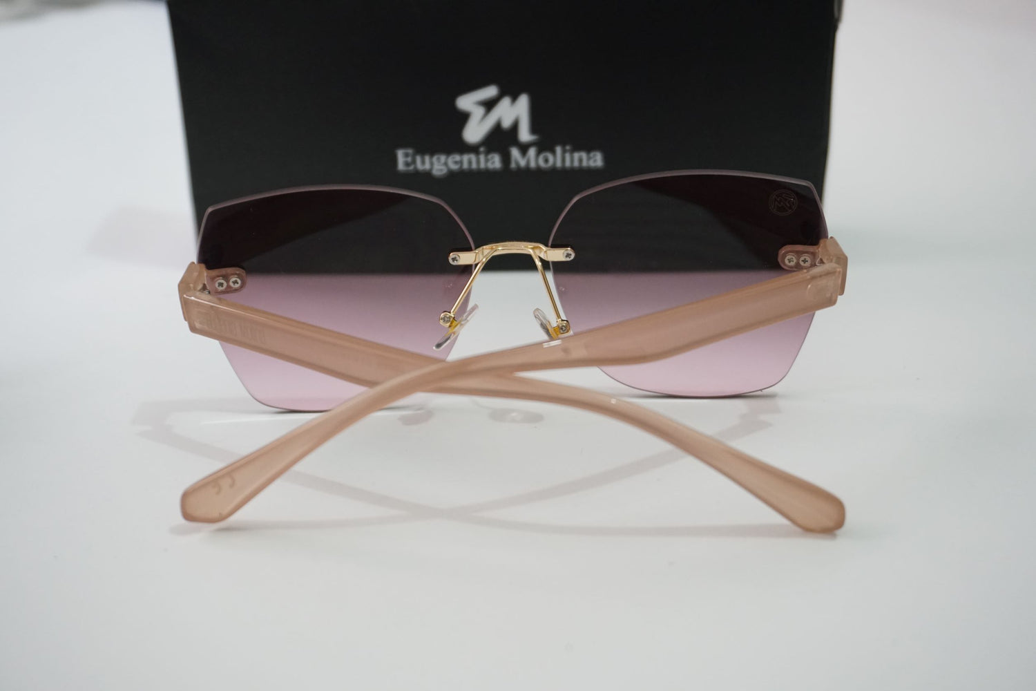 Pink Trendy  Gradient rimless sunglasses  for women - Eugenia Molina