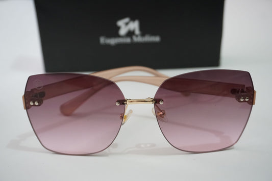 Pink Trendy  Gradient rimless sunglasses  for women - Eugenia Molina