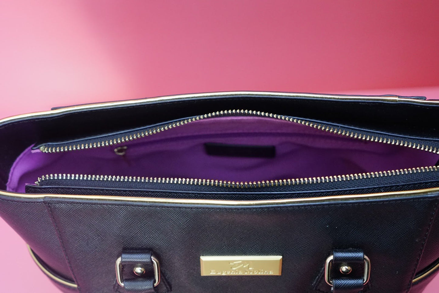 Black Leather Satchel Bag for Women - Eugenia Molina