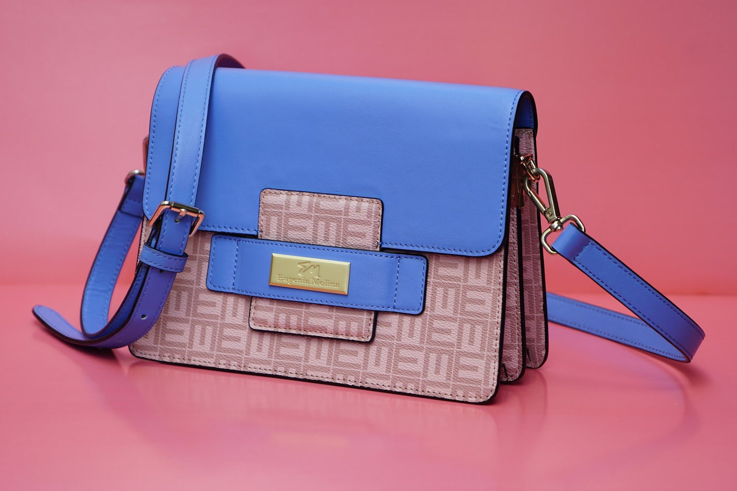 Blue Smooth Leather Crossbody Bag - Eugenia Molina