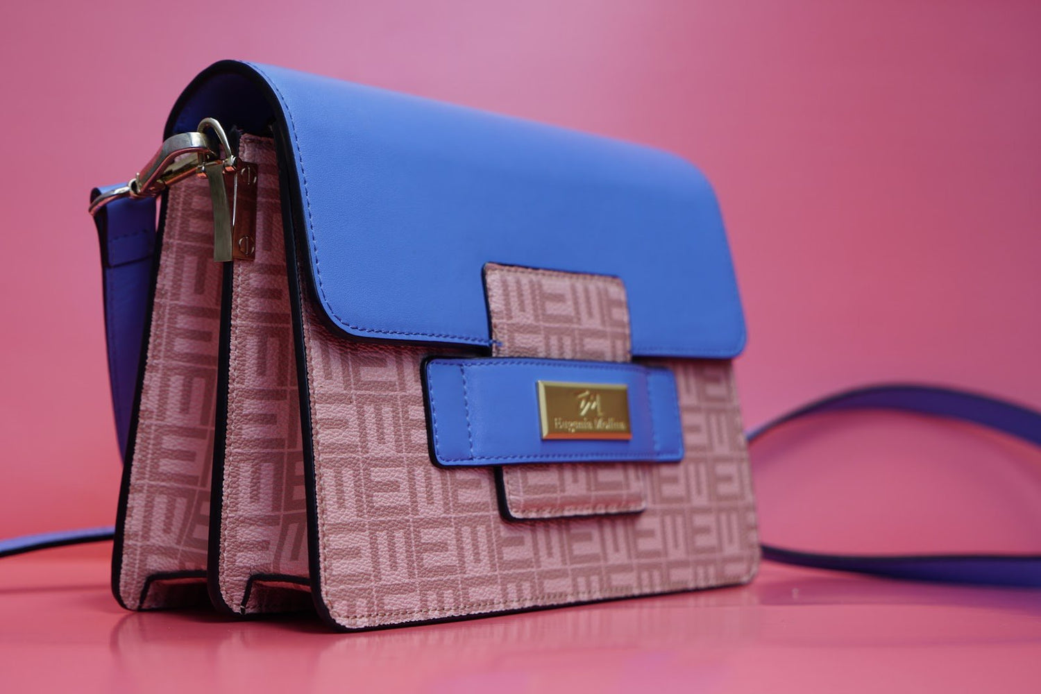 Blue Smooth Leather Crossbody Bag - Eugenia Molina