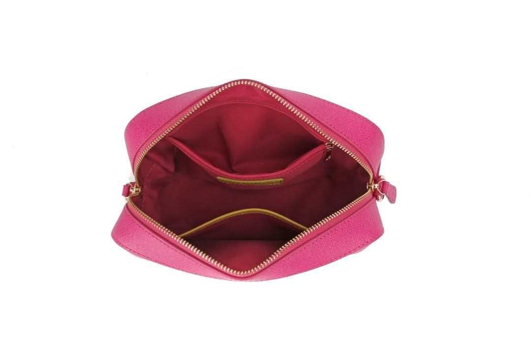Two-Tone Saffiano Leather Crossbody Camera Bag - Eugenia Molina