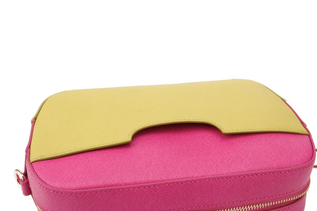 Two-Tone Saffiano Leather Crossbody Camera Bag - Eugenia Molina