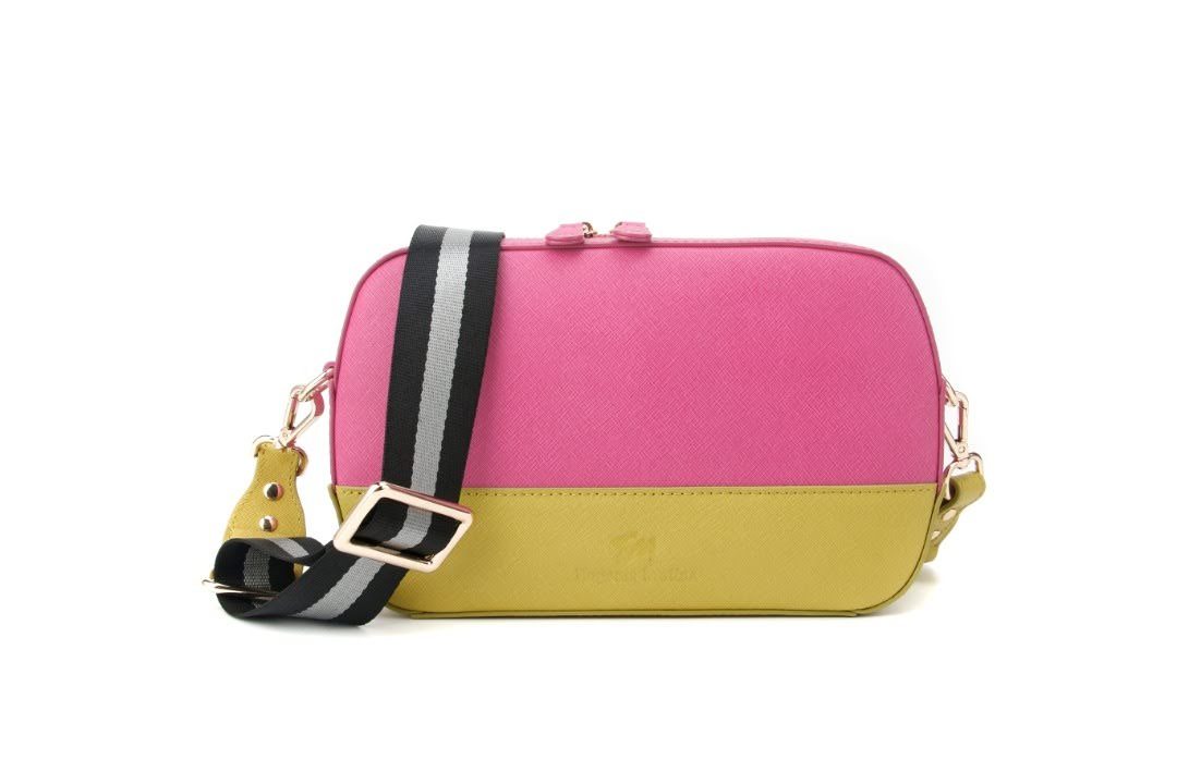 Two-Tone Saffiano Leather Crossbody Camera Bag - Eugenia Molina