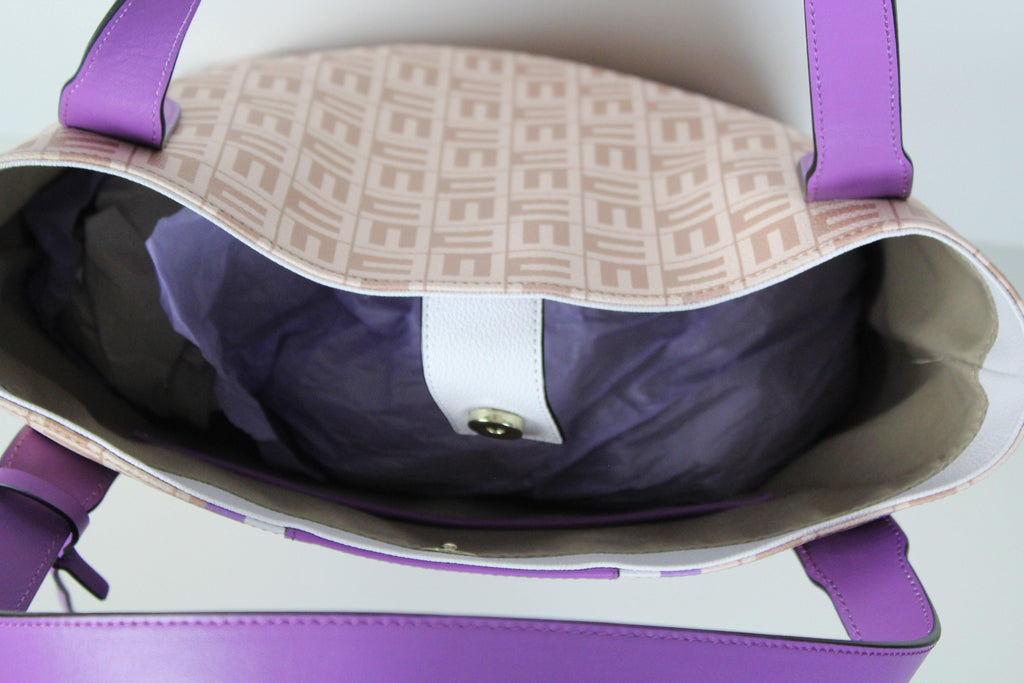 Purple Smooth Leather Tote Bag - Eugenia Molina
