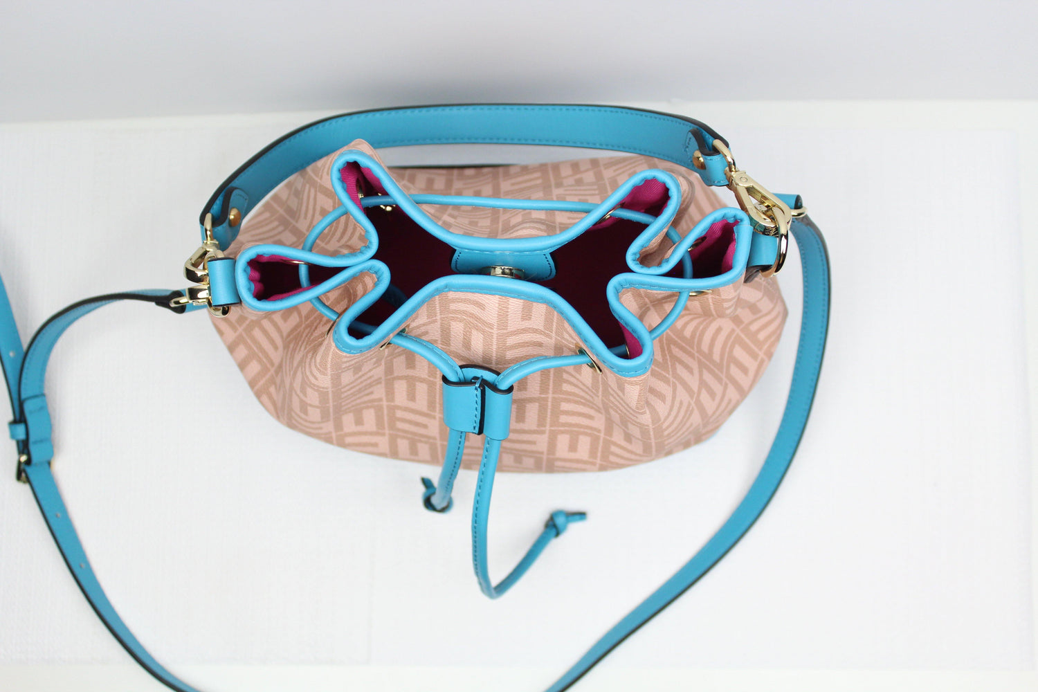 Teal Leather Bucket Bag - Eugenia Molina