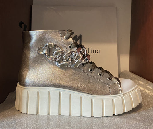 Silver Metal chain platform Sneakers for Women