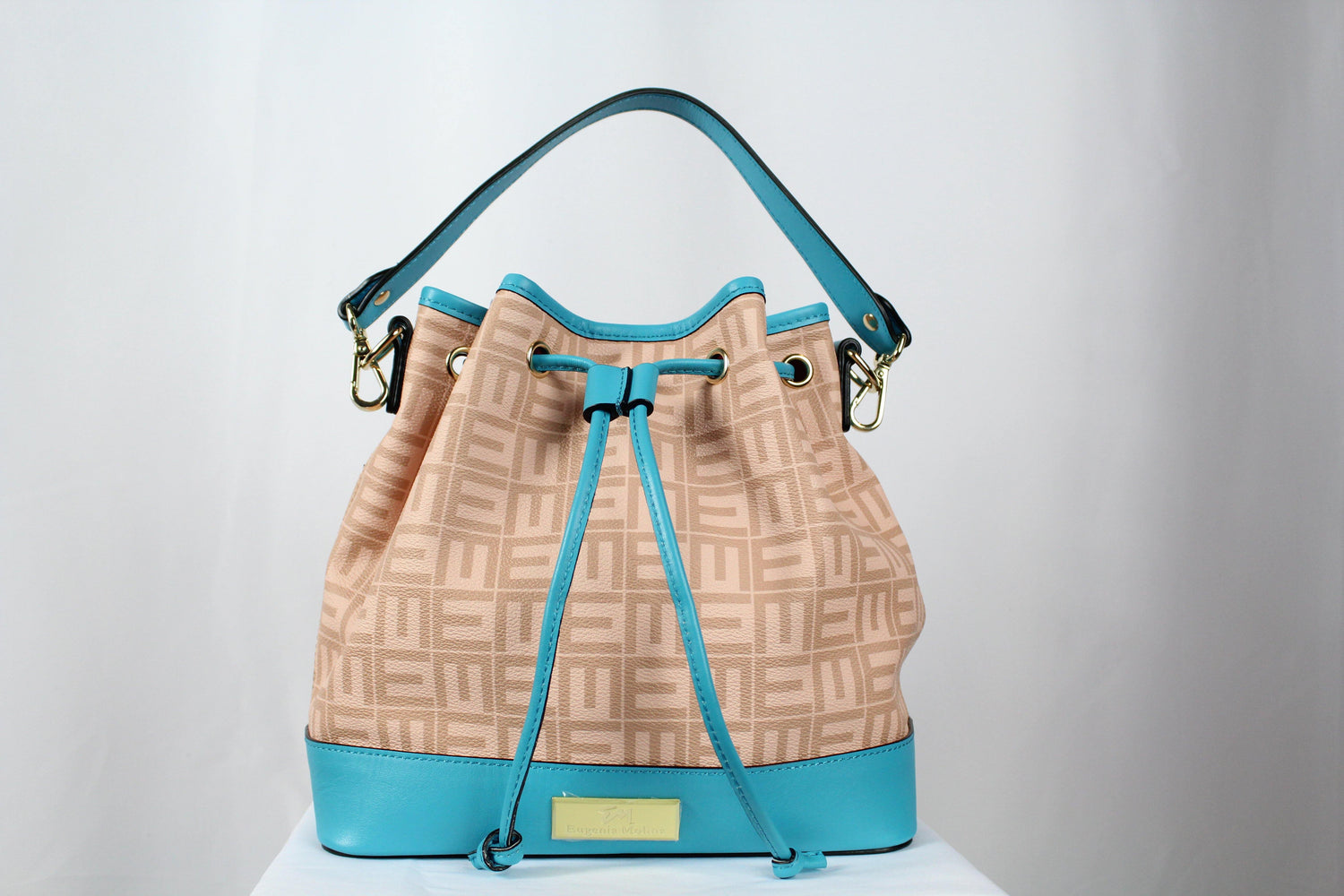 Teal Leather Bucket Bag - Eugenia Molina