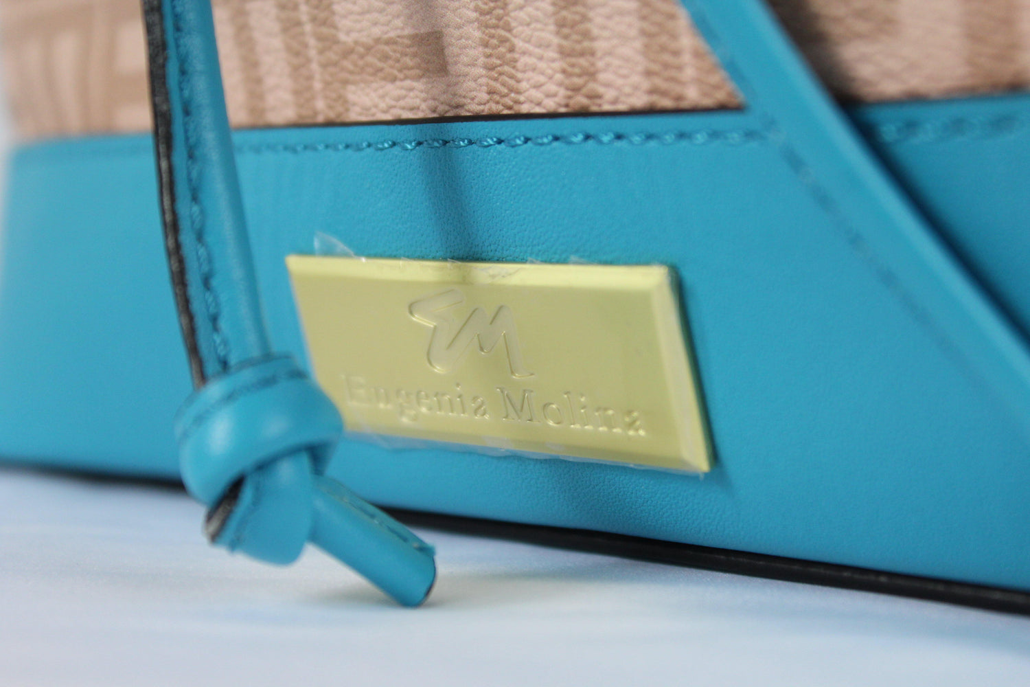 Designer Teal Leather Bucket Bag for Women