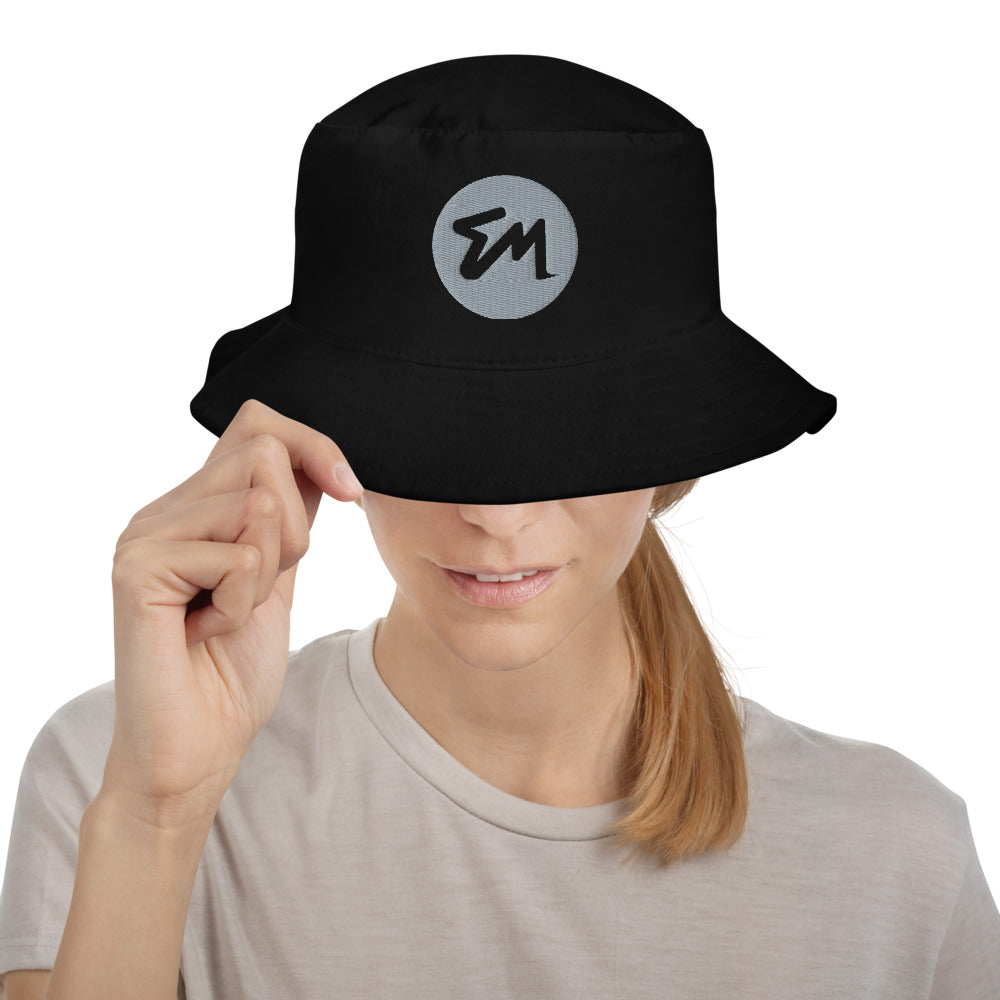 black designer bucket hat