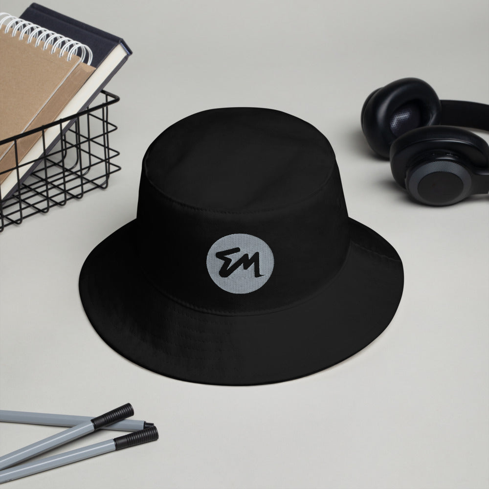 black designer bucket hat