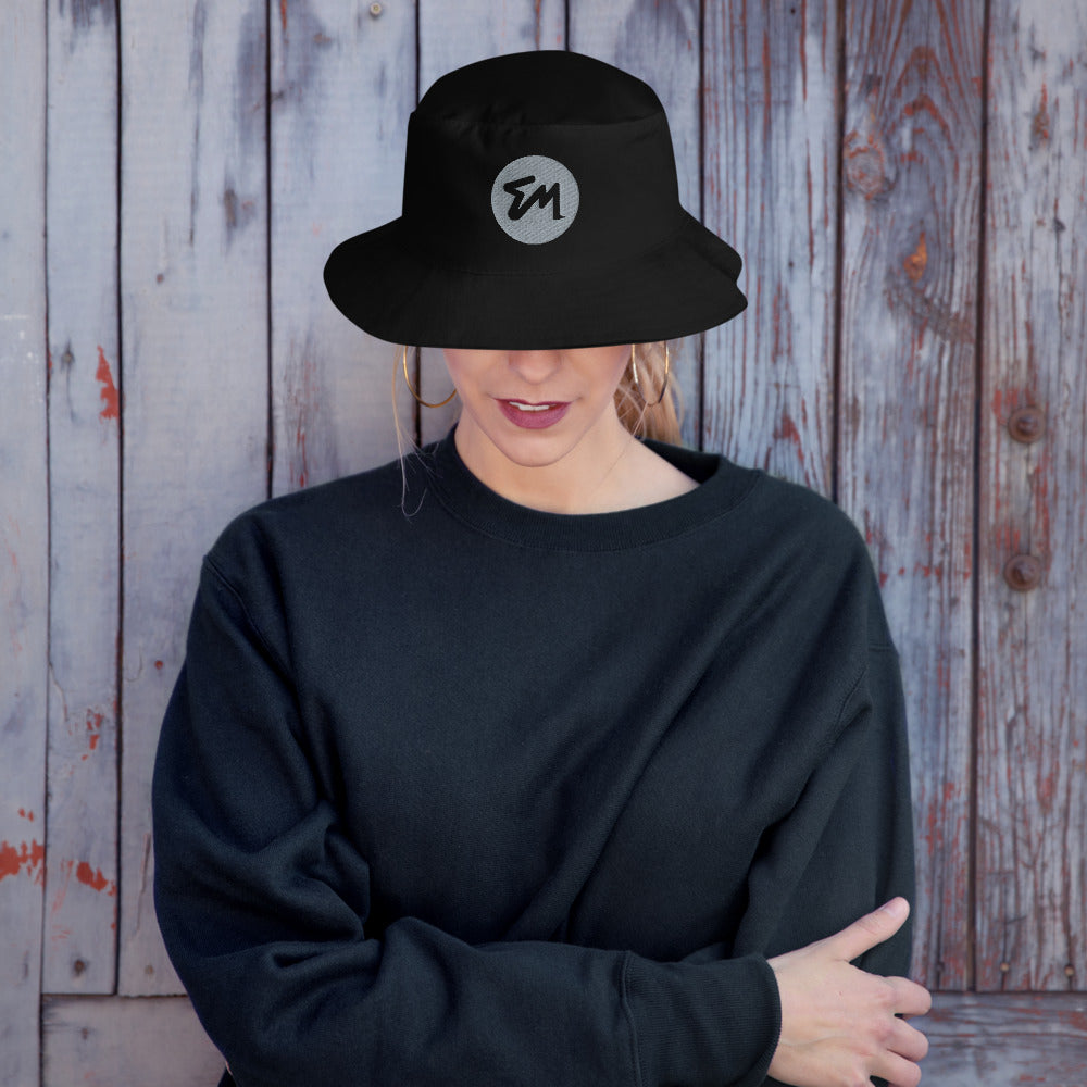 black designer bucket hat