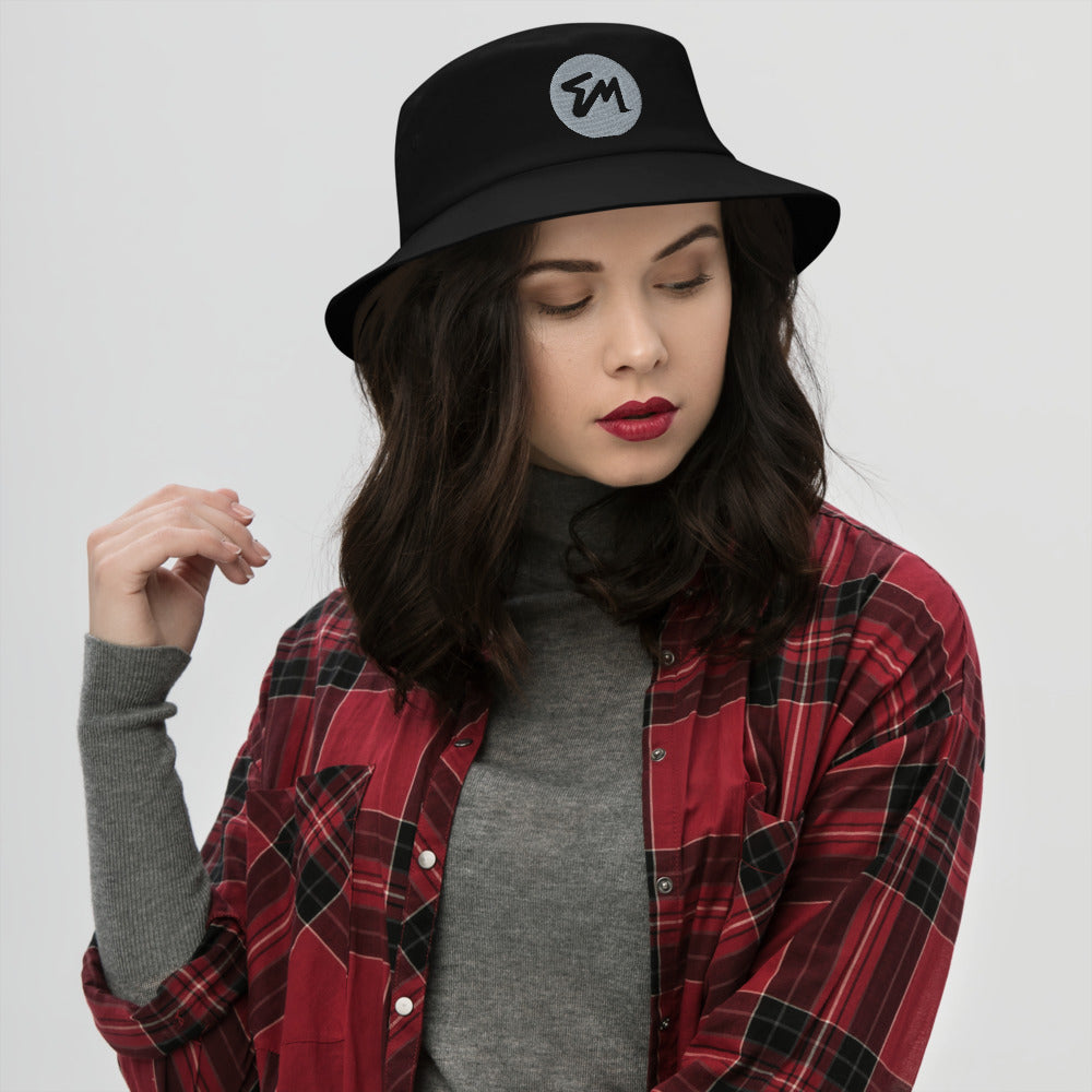 black designer bucket hat